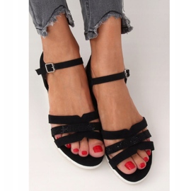 Sandalias negras con tacón de cuña bajo NS113P Negro 2 Sandalias negras con tacón de cuña bajo NS113P Negro 2