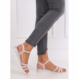 Sandalias de cuña baja beige y rosa NS113P Nude rosado 1