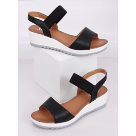 Sandalias negras con tacón de cuña NS101P Negro 3