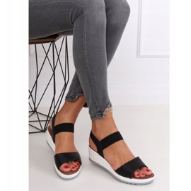 Sandalias negras con tacón de cuña NS101P Negro 1 Sandalias negras con tacón de cuña NS101P Negro 1