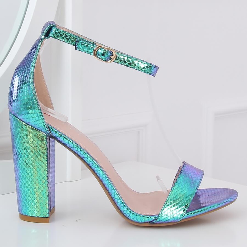 Sandalias de tacón holográficas TU135P Verde azul 2 Sandalias de tacón holográficas TU135P Verde azul 2