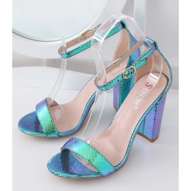 Sandalias de tacón holográficas TU135P Verde azul 1