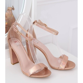 Sandalias de tacón holográficas TU135P Champagne multicolor amarillo 1