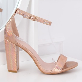 Sandalias de tacón holográficas TU135P Champagne multicolor amarillo 2