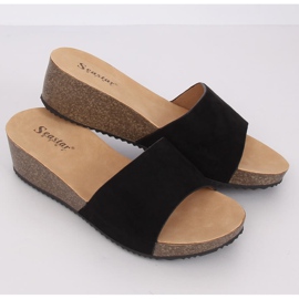 Black G186P Pantuflas de cuña negras negro 2