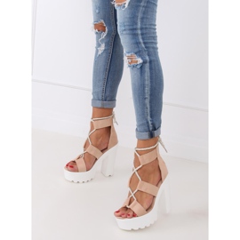 Sandalias en la plataforma beige y rosa NS120 Beige 1