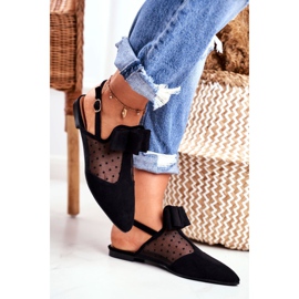 Lu Boo Mujer Bailarina Lazos Mule Domino Negro 1