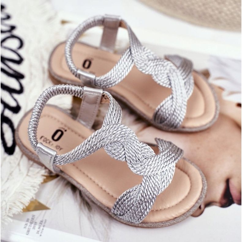 FRROCK Sandalias Lamado plateadas para niños gris 1