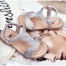 FRROCK Sandalias Lamado plateadas para niños gris 4