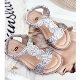 FRROCK Sandalias Lamado plateadas para niños gris 3