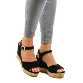 Sandalias de cuña alpargatas negras 9R195 negro 1