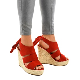 Sandalias cuña alpargatas rojas 77-77 rojo 2