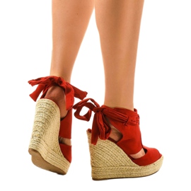 Sandalias cuña alpargatas rojas 77-20 rojo 3