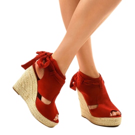 Sandalias cuña alpargatas rojas 77-20 rojo 2