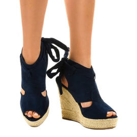 Sandalias cuña alpargatas azul marino 77-20 1