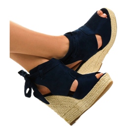 Sandalias cuña alpargatas azul marino 77-20 3