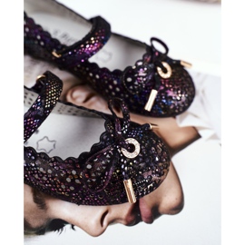 S.Barski Bailarinas Infantiles Negras Caladas con Velcro Barski Remtro negro 1