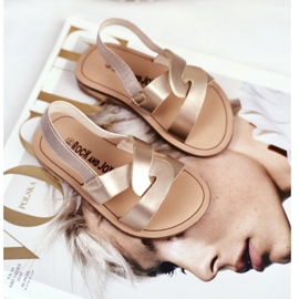 FRROCK Sandalias para niños Sin cordones con banda elástica Golden Bambino dorado 2