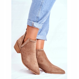 Bellucci Botas De Mujer Con Tacón Ante Calado Beige Margate 1