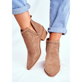Bellucci Botas De Mujer Con Tacón Ante Calado Beige Margate 5
