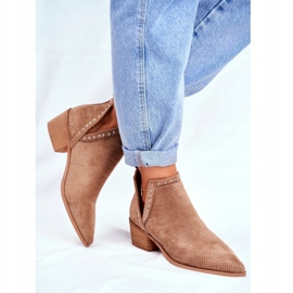 Bellucci Botas De Mujer Con Tacón Ante Calado Beige Margate 4