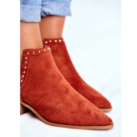 FB1 Botas De Mujer Con Tacón Ante Calado Naranja Margate 5