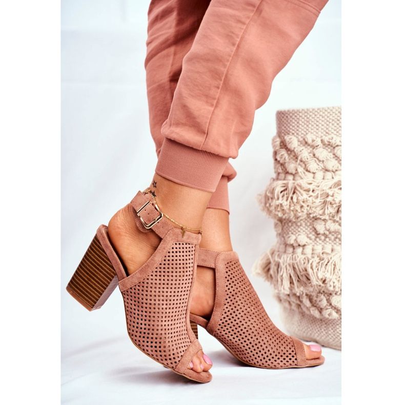 FB1 Botas de calado para mujer Peep Toe Pink Paradise beige rosa 2
