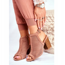 FB1 Botas de calado para mujer Peep Toe Pink Paradise beige rosado 1