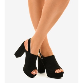 Sandalias negras de tacón con empeine 9R05 negro 1