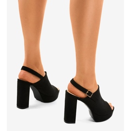 Sandalias negras de tacón con empeine 9R05 negro 3