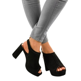Sandalias de tacón de trabajo abierto 9R82 negras negro 2