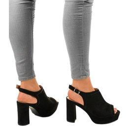 Sandalias de tacón de trabajo abierto 9R82 negras negro 3