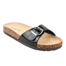 Zapatillas negras con hebilla 7016-PL negro 1