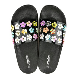 Zapatillas negras con flores D7659-1 negro 3