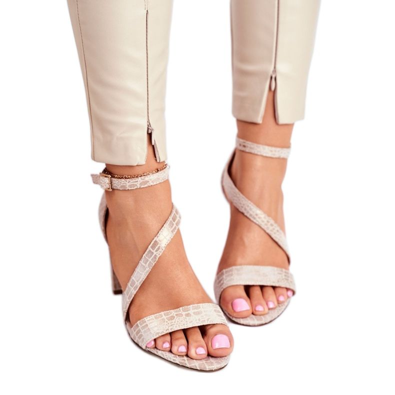 Sandalias romanas Sergio Leone SK870 beige dorado 2