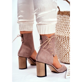 Sandalias De Mujer Con Tacón Alto Maciejka Beige Suede 04122-04 3