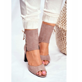 Sandalias De Mujer Con Tacón Alto Maciejka Beige Suede 04122-04 4