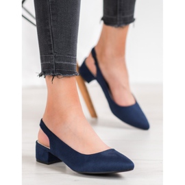 Goodin Zapatos de tacón con tacón descubierto azul marino 1