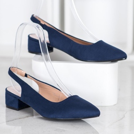 Goodin Zapatos de tacón con tacón descubierto azul marino 3