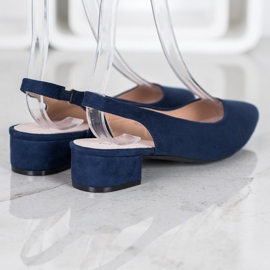 Goodin Zapatos de tacón con tacón descubierto azul marino 4