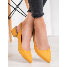 Goodin Zapatos de tacón con tacón descubierto amarillo 2