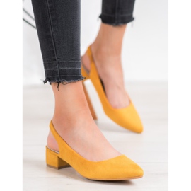 Goodin Zapatos de tacón con tacón descubierto amarillo 1