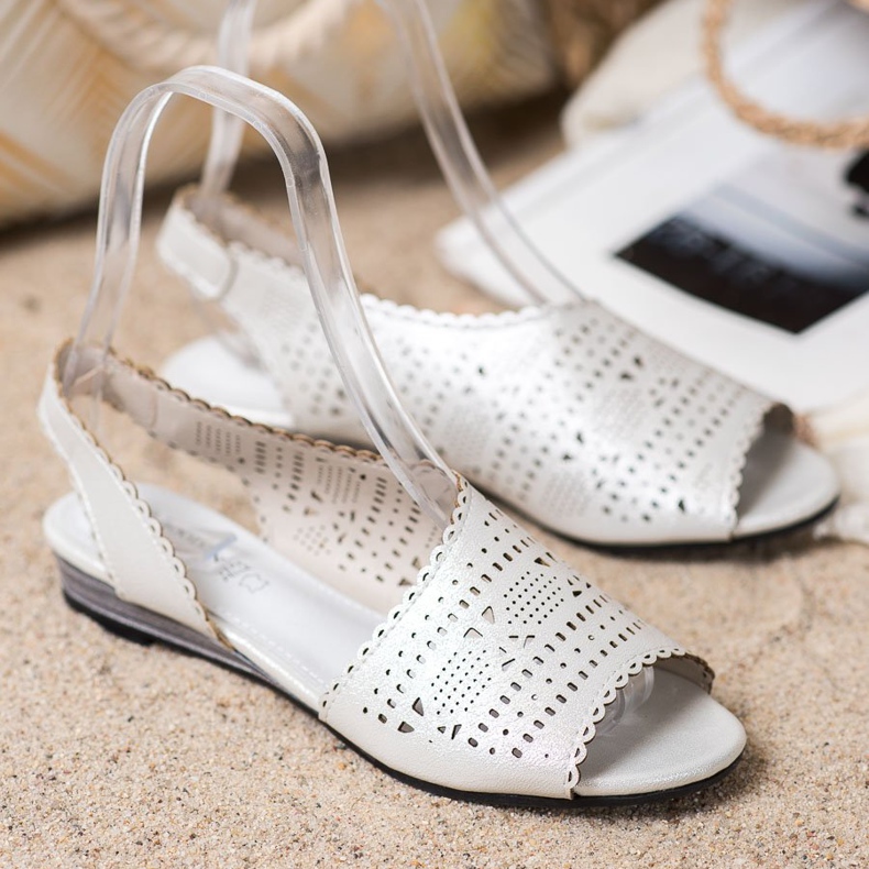 Goodin Sandalias plateadas brillantes gris 1