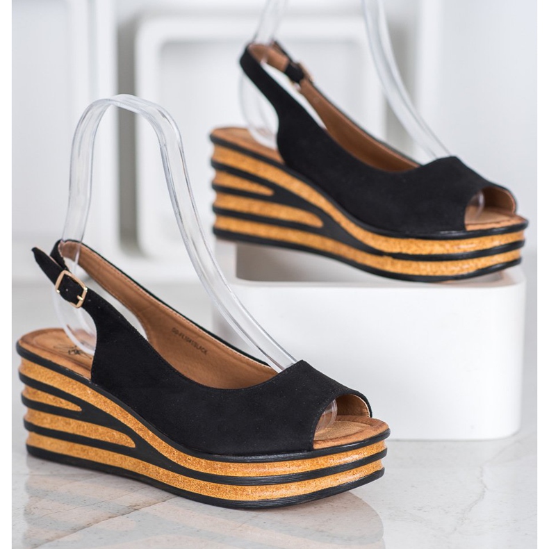 Goodin Sandalias de ante claro negro 1