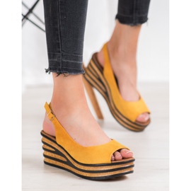 Goodin Sandalias de ante claro amarillo 1