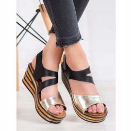 Goodin Sandalias de moda con velcro negro amarillo 1