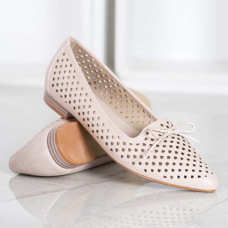 Goodin Bailarinas elegantes caladas beige 1