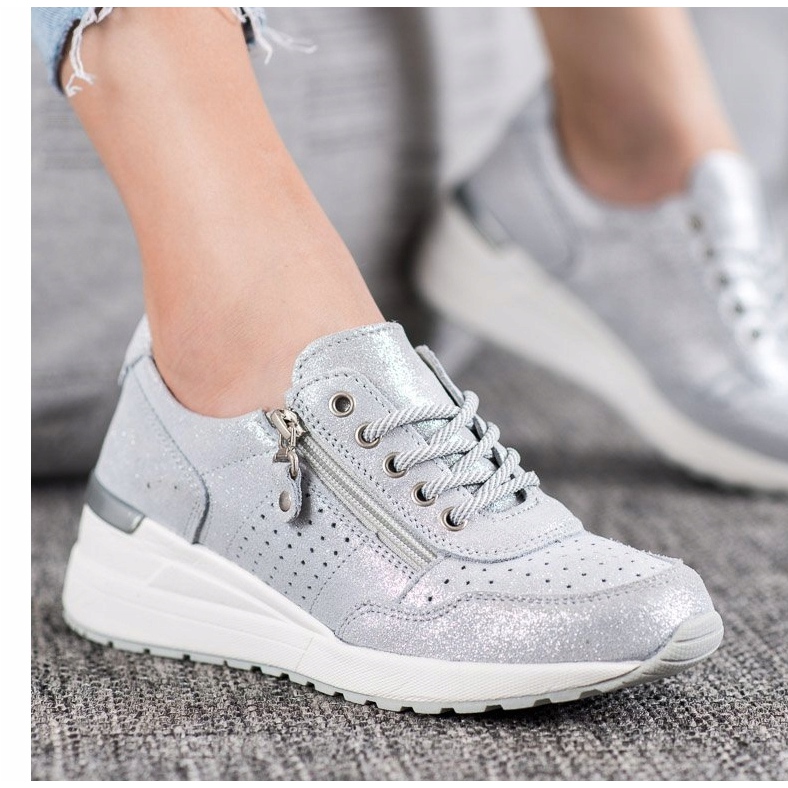 Deportivas de Piel con Cremallera VINCEZA gris 1