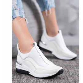 Zapatos sin cordones de piel VINCEZA blanco 4