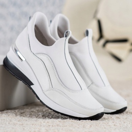 Zapatos sin cordones de piel VINCEZA blanco 3